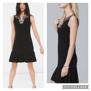 NWT-WHBM Black Embellished Pleat-Hem Dress Size Medium